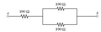 Three 100-Ω resistors are connected