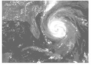 Estimate the air pressure inside a category 5 hurricane, where