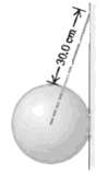 A solid uniform 45.0-kg ball of diameter 32.0 cm