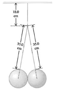 Two identical 15.0-kg balls, each 25.0 cm