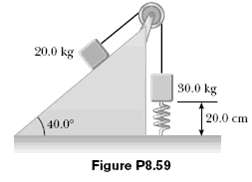 A 20.0-kg block is connected to a 30.0-kg block by a string