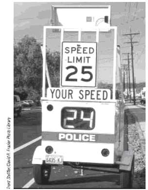 Police radar detects the speed