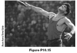 A discus thrower (Fig P10.15) accelerates