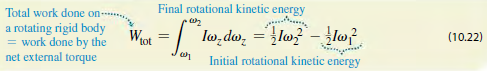 Final rotational kinetic energy Total work done on-- a rotating rigid body lw,dw, =