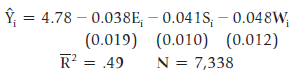 Î = 4.78 – 0.038E, – 0.041S, – 0.048W, (0.019) (0.010) (0.012) R? = .49 N = 7,338 