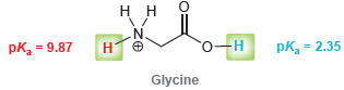 нн pk, = 9.87 pK, = 2.35 o-H Glycine 