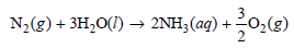 N,(g) + 3H,O() → 2NH;(ag) + 0,(g) 