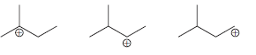 Rank the three carbocations shown in terms of increasing stability:a.b.