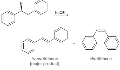 Br NaOEt trans-Stilbene cis-Stilbene (major product) 