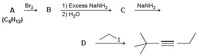 NaNH, NaNH, 1) Excess NaNH, Br2 Br2 2) H20 (C3H12) 
