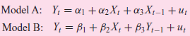 Model A: Yαι+αχ + a X_1+u Model B: Υ- β+ β, X + βY +u, 