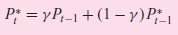 P: = y P,-1 +(1 –v)P, 
