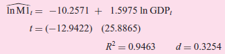 În MI, = -10.2571 t = (-12,9422) + 1.5975 In GDP; (25.8865) R² = 0.9463 d = 0.3254 