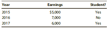 Earnings Year Student? 2015 Yes $5,000 7,000 2016 No Yes 2017 6,000 