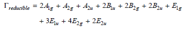 reducible = 2.4g + 42g + Au + 2B, + 2B, + 2B, + E, + 3E, + 4E25 + 2E2u 
