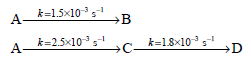 A- k=1.5x10s B »c- k=18x10s D →C Ak=25x103 