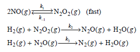 2NO(3)N,0,(3) (fast) 2N,02(8) (fast) k1 H2 (g) + N202(g)-* N20(g) + H,0(g) H2(g) + N20(g)– k »N2(g) + H2O(g) 