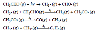 CH CHO (s) + iv CH;-(g) + CНО-(g) CH,- (9) + сн,сноe) —А усH,(8) + сH,Cо- (g) →CH¼(g)+ CH;CO• CH;CO. 