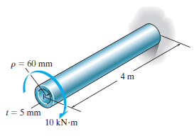 p= 60 mm 4 m t= 5 mm 10 kN-m 