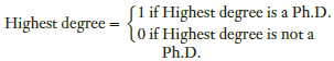 [l if Highest degree is a Ph.D. l0if Highest degree is not a Highest degree - Ph.D. 