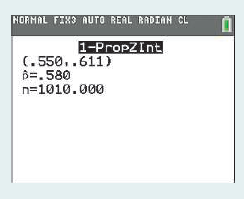 NORMAL FIX3 AUTO REAL RADIAN CL 1-PropZInt (.550,.611) B=.580 n=1010.000 