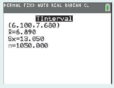 HORMAL FIX3 AUTO REAL RADIAN CL TInterval (6.100.7.680) X=6.890 Sx=13. 050 n=1050.000 
