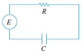 A series circuit contains a resistor and a capacitor as