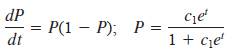 dP dt Cje 1 + cje = P(1 – P); P = %3D 