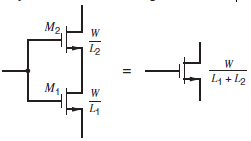 Show that two MOS transistors connected in series with channel