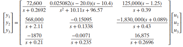 0.025082(s – 20.0)(s – 10.4) s2 + 10.11s + 96.57 125,000(s – 1.25) s+ 0.39 -1,830, 000(s +0.089) 72,600 s+ 0.2692 