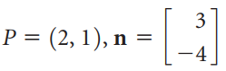 3 P = (2, 1), n = -4 
