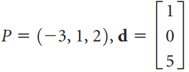 P = (-3, 1, 2), d = 0 5 