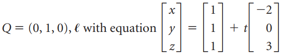 -2 х Q = (0, 1, 0), l with equation | y 3 