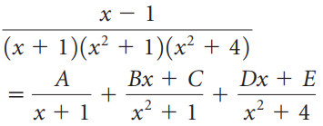 х — 1 (х + 1)(х? + 1)(x + 4) Вх + С Dx + E х + 1 х + 4 х+1 || 