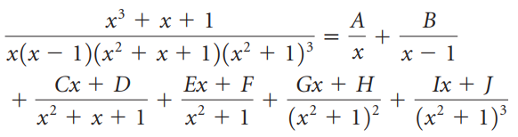 х3 + x+1 B x(х — 1)(x? + х + 1)(x? + 1)? х х Сх + D Gx + H Ix + J Ex + F (x² + 1) х + 1 х* + x+1 (х? + 1)? 