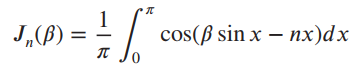 л cos(B sin x — пх)dx J„(B) = п 