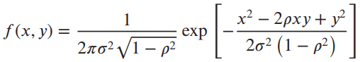 x² – 2pxy+ y f(x, y) = exp 2πσ2 V1 -ρ2 202 (1 – p²) 