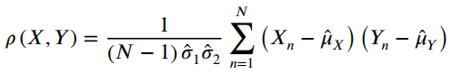 N Х (х, - йх) (Ү, — Ay) P(X,Y) = (N – 1) ô¡ô2 n=1 