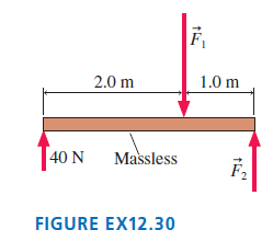 2.0 m 1.0 m f40 N Massless FIGURE EX12.30 