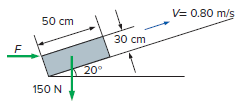V= 0.80 m/s 50 cm 30 cm 20 150 N 