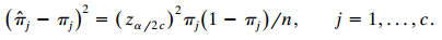 (î, – T,)' = (za/pe) 7,(1 – 7,)/n, j = 1, ..., c. 