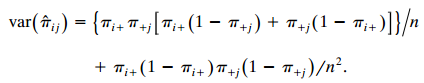 ) = {T;+ T+[T;+ (1 – 7+;) + T +; (1 – T;+ var( î¡;) + π- (1- π.) π., (1- π.;)/n'. 