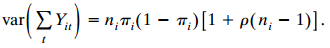 ΣΥ-nτ, (1-π) [1 + ρ(n, - 1)]. var 