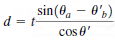 sin(0. – 0'b) d = t cos 8' 