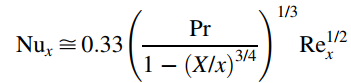 1/3 Pr Nu, =0.33 1 Re2 - (X/x)* 3/4 