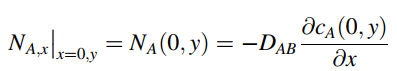 дсА (0, у) NAxl-oy = NA(0, y) = -DAB дх 