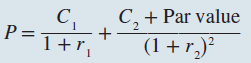 C, + Par value C, P=T+r, (1 + r,)? 