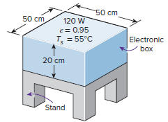 '50 cm 50 cm 120 W E= 0.95 T = 55°C Electronic box 20 cm Stand 