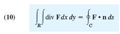 (10) div Fdx dy = F•n ds 'R' pu.a- 