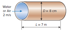 Water - or Air 2 m/s D= 8 cm L=7m 